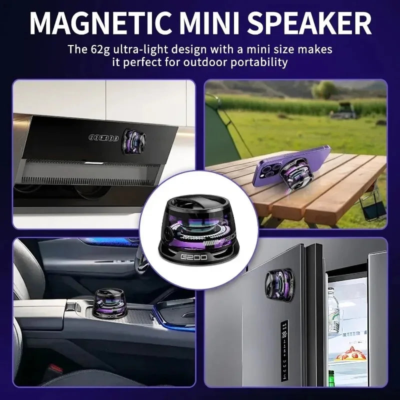 Ultra Portable G200 Speaker Magnetic Clip BT5.3 Mini RGB Sound Box 20H Playtime Office Car Travel Essential Voice Assistant