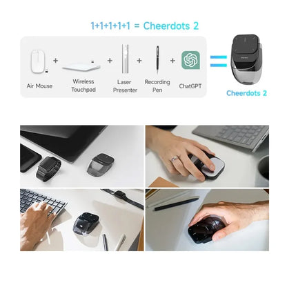 Cheerdots 2 Detachable Air Mouse Wireless Touchpad All-In-One Pocket AI Recording Enabled Mouse Wireless Controll