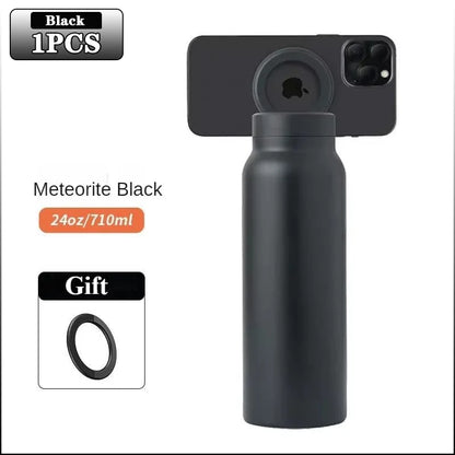 24OZ Insulated Water Bottle Magnetic Mobile Phone Holder Water Bottle 304 Stainless Steel Insulated Mug Outdoor Sports Mug