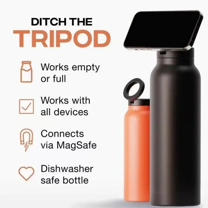 24OZ Insulated Water Bottle Magnetic Mobile Phone Holder Water Bottle 304 Stainless Steel Insulated Mug Outdoor Sports Mug