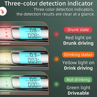 Alcohol Tester High Precision Breathalyzer Alcometer USB Rechargeable Non-Contact LCD Display Digital Portable Alcohol Detector