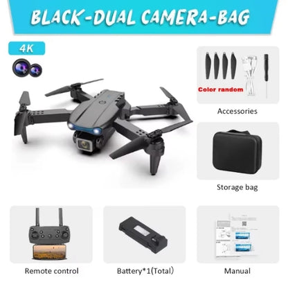 4K E88Pro Drone with 1080P Dual HD Camera, Foldable, Wifi FPV, RC Helicopter for Aerial Photography and Gifting