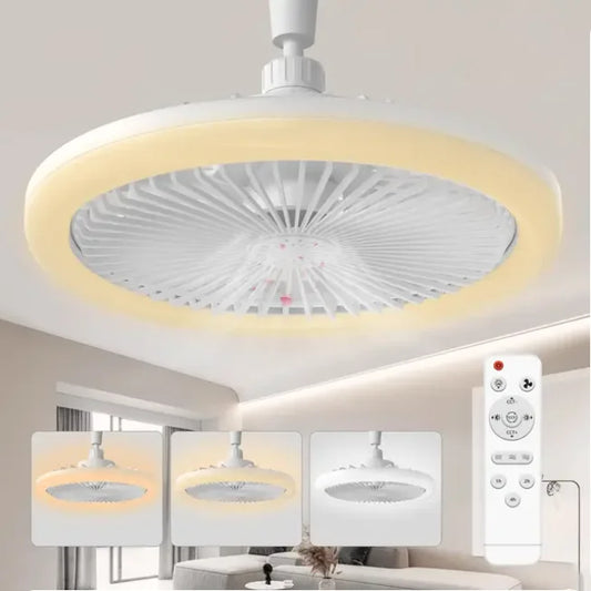 Modern Small Ceiling Fan Light E27 LED D25Cm Smart Remote Control Bedroom Fans Lamp Study Kitchen Home Decoration