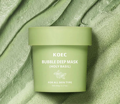 Holy Basil Bubble Deep Mask,Carbonated Water Face Cleansing Pores Blackheads Sebum,Clay Mud Mask Wash-Off Pack,Korean Skincare