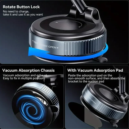Vacuum Magnetic Phone Holder, Magsafe Suction Cup Phone Holder, 360 ° Adjustable Magnetic Phone Holder, Pocket Sized Foldable