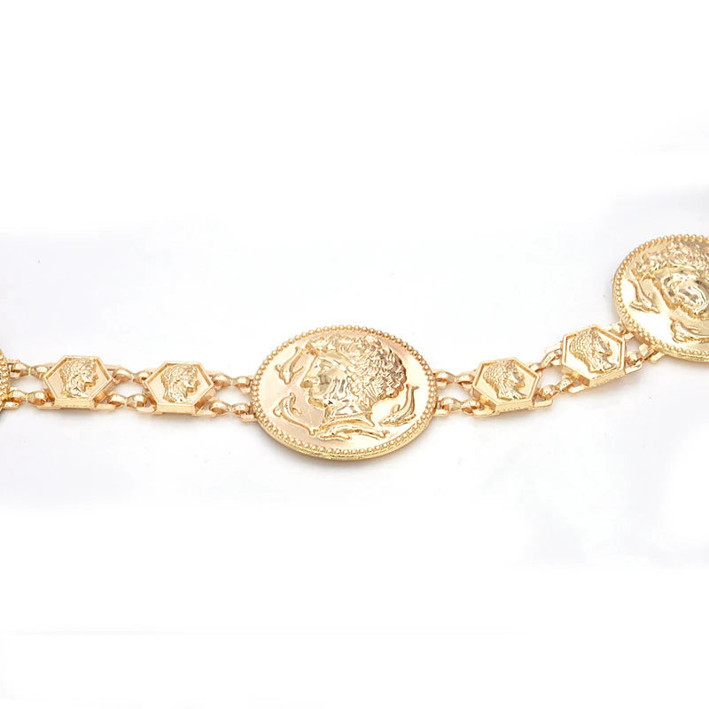 Gold Chain Belt Designer Belts for Women High Quality Waist Ketting Riem Silver Metal Big Coin Cinturon Mujer Cummerbunds