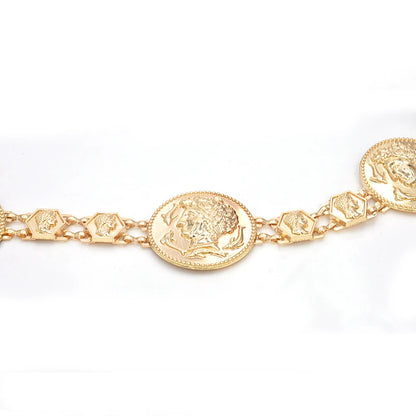 Gold Chain Belt Designer Belts for Women High Quality Waist Ketting Riem Silver Metal Big Coin Cinturon Mujer Cummerbunds