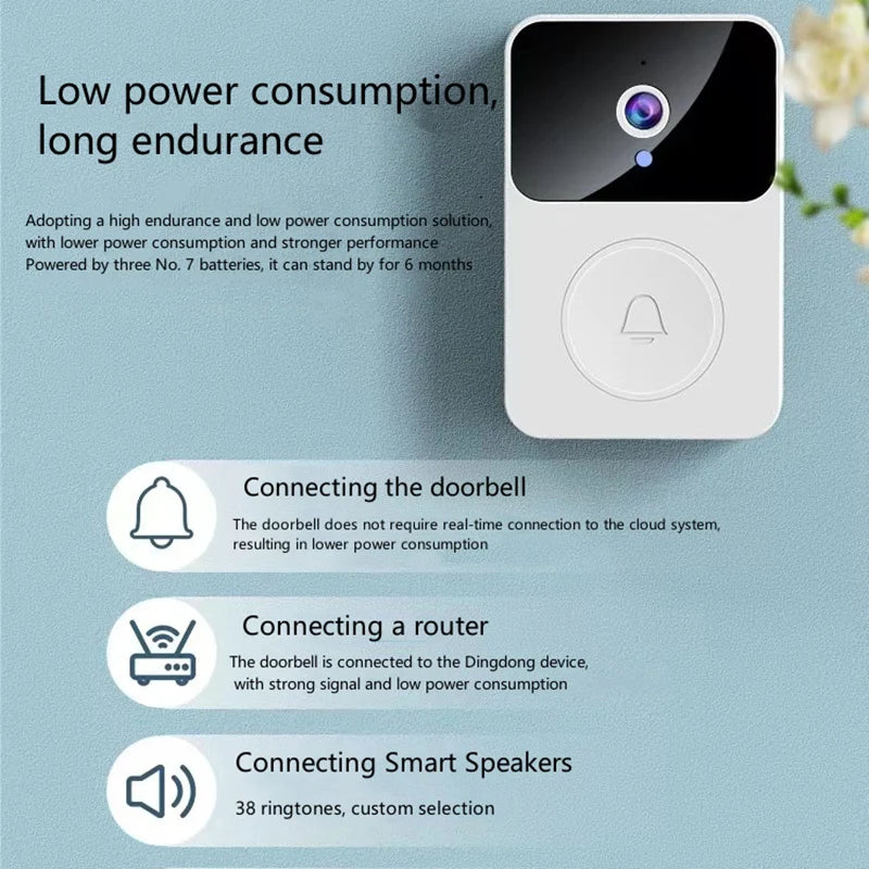 X9 Wireless Video Doorbell Camera Visual Smart IP Doorbell Night Vision Real-Time Monitoring Remote Intercom Security Door Bell