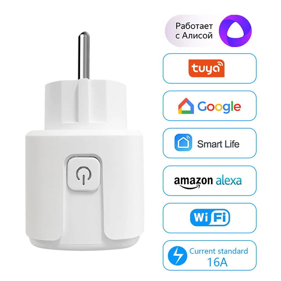 Wifi Smart Plug Sockets 16A EU Plug Tuya Smart Life APP Work with Alexa Google Home Smart-Home Automation EU UK Plug Yandex