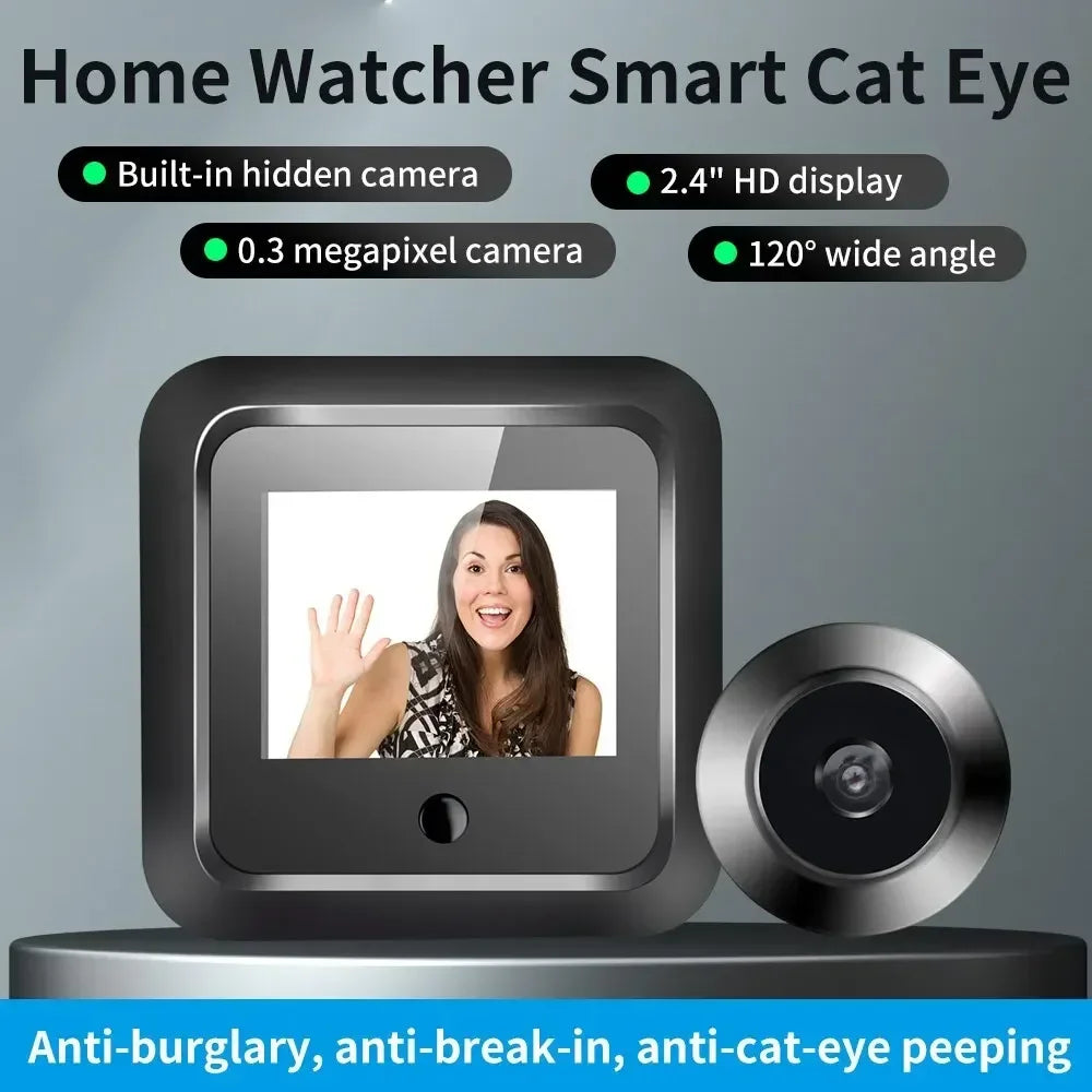 Video Doortell HD 2.4 Inch Peephole 120° Smart Digital Door Viewer Camera Security Monitor 240X320 Visual Doorbell Home