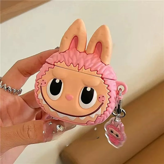 For Apple Airpods 1 2 3 4 Pro 2 Case 3D Labubu Cute Cartoon Silicone Earphone Protective Case Headphone Box with Pendant Cover
