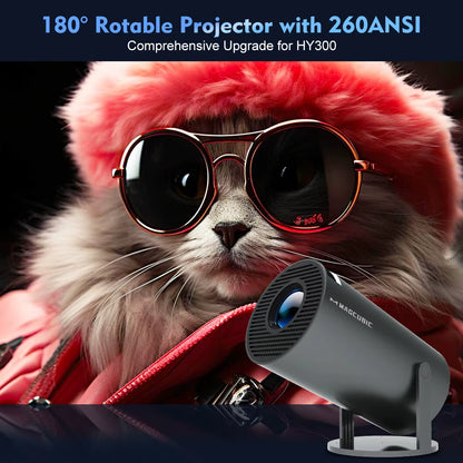 Projector Android11 4K 1280*720P HY300 Pro Dual Wifi 260ANSI 180 Flexible BT5.0 Cinema Outdoor Portable Projetor