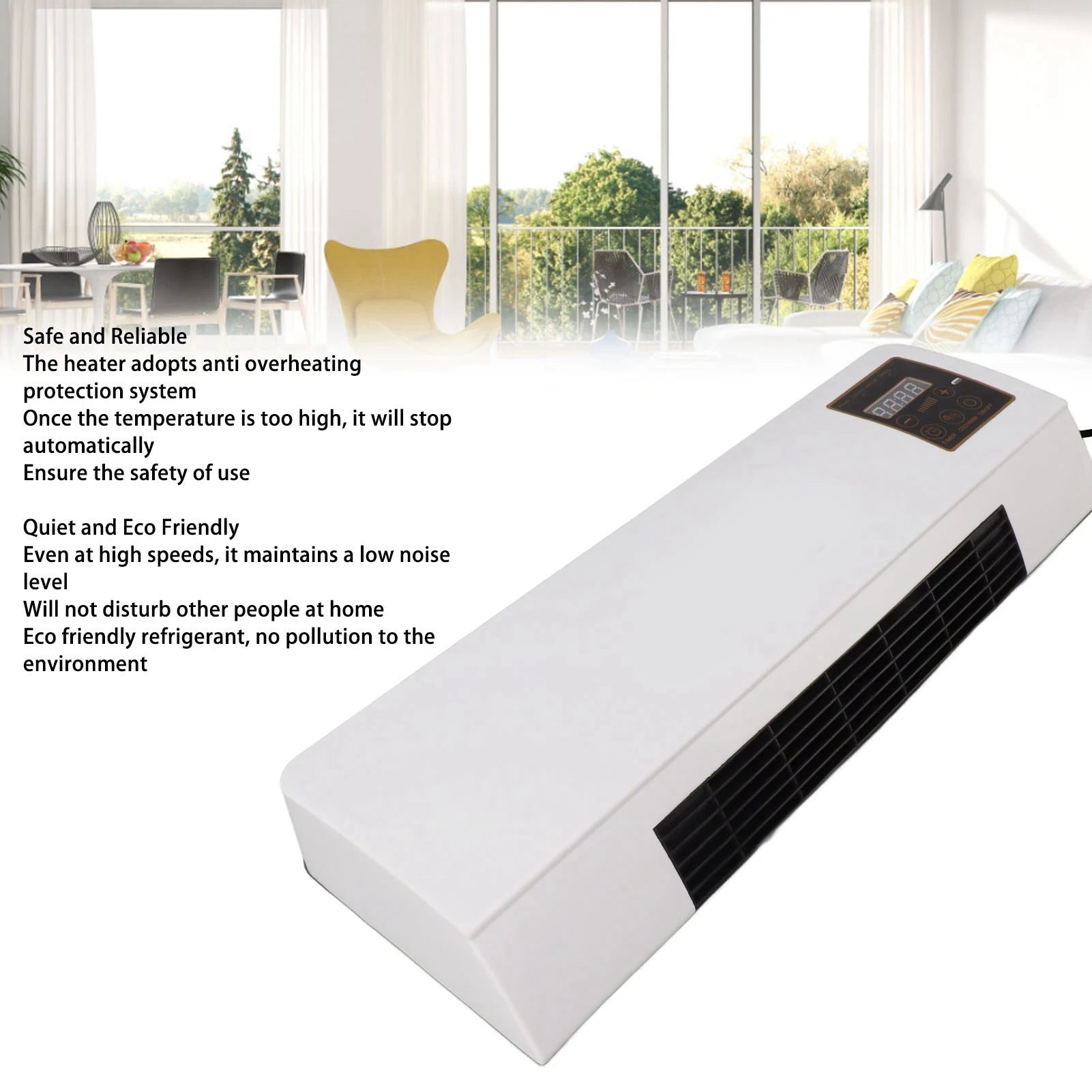 Wall Mounted Heating Machine Dual Use Highly Efficient Wide Angles Mobile Small Air Heater US Plug 110V