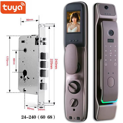Tuya Smart 3D Face Door Lock Security Face & Camera Monitor Intelligent Fingerprint Password Biometric Electronic Key Unlock