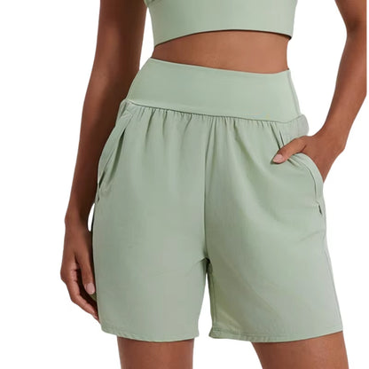 2024 Running Sport Shorts with Pocket Loose High Waist Yoga Short Pant Fitness for Women Summer Gym Wear Female Workout Clothes