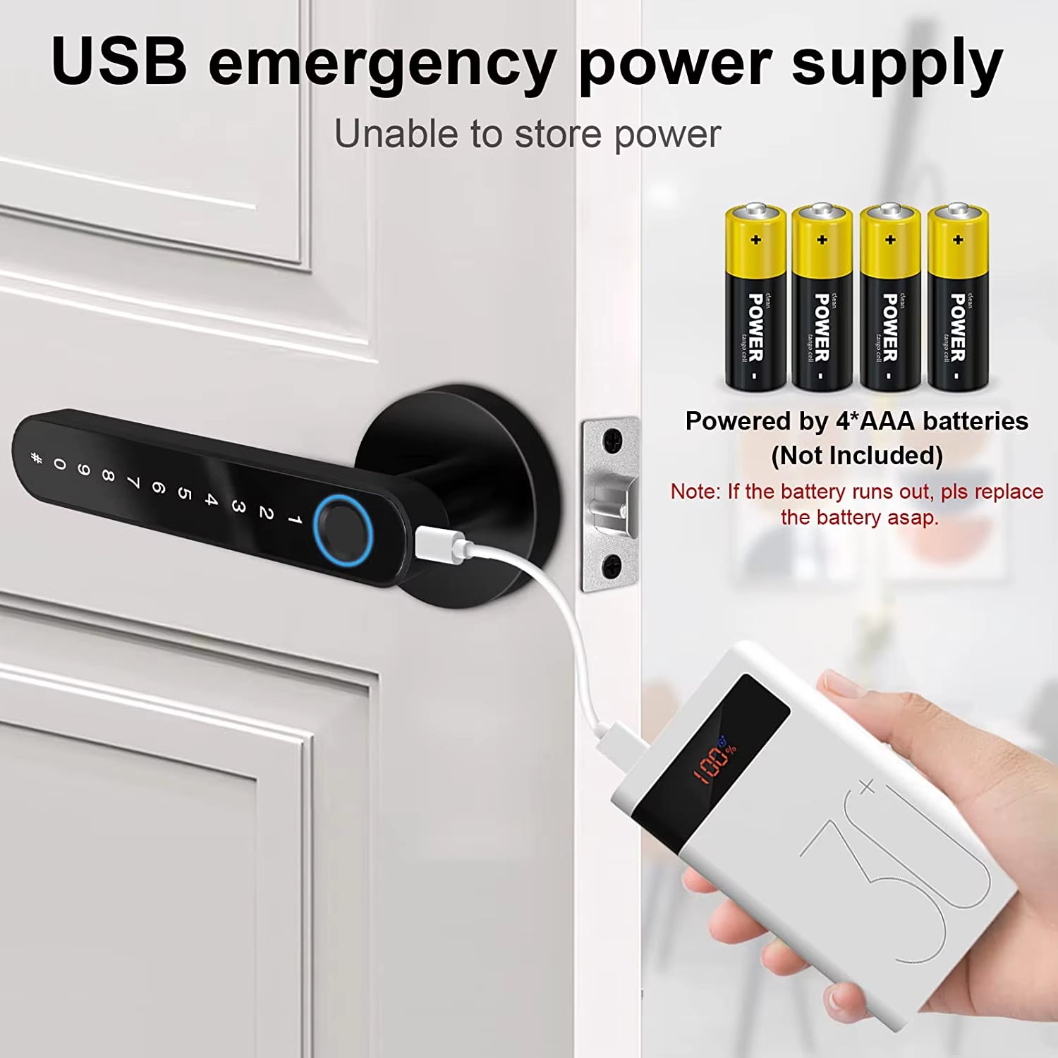 Smart Door Handle Fingerprint Password Digital Lock Tuya App Keyless Entry for Doors Smart Electronic Lock