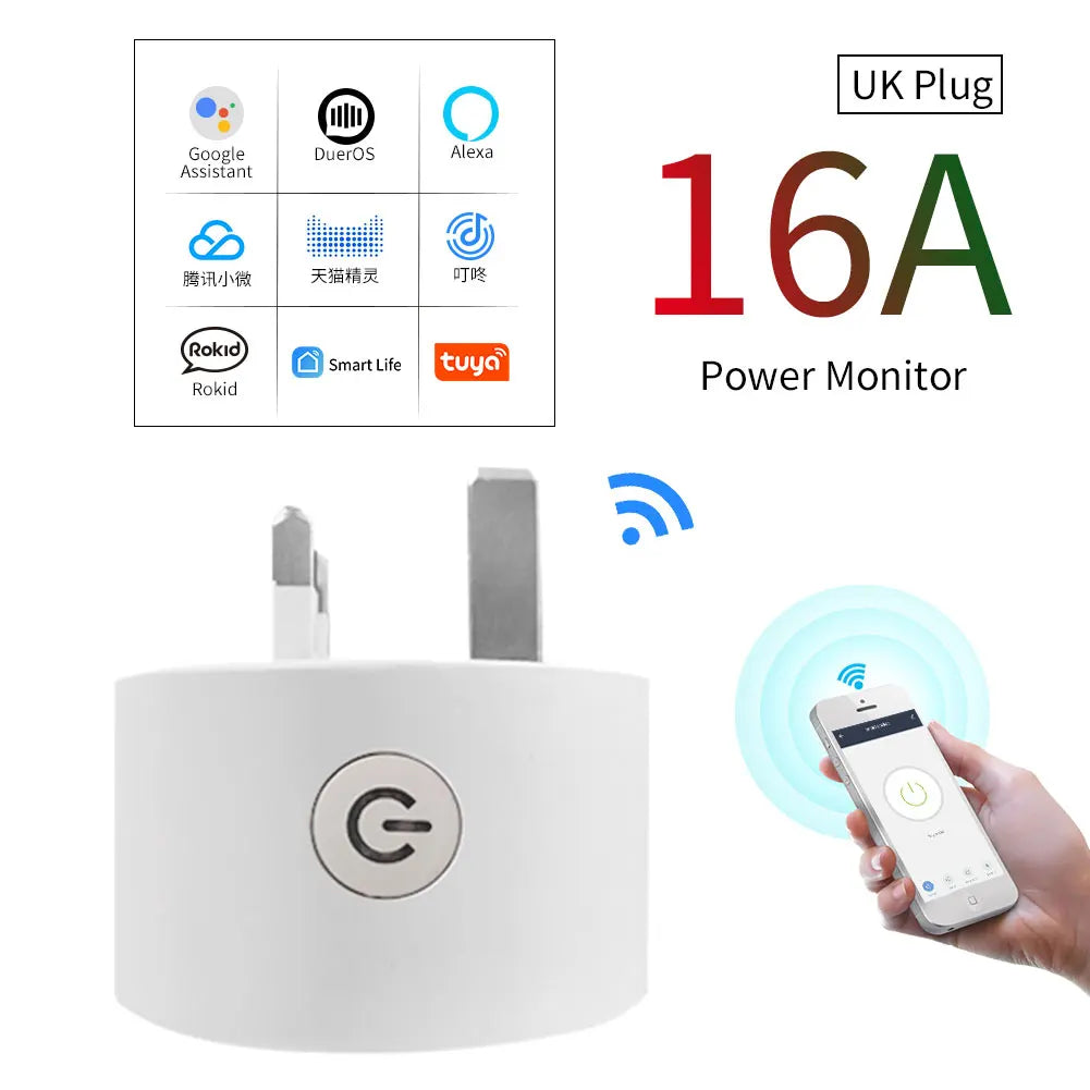 Wifi Smart Plug Sockets 16A EU Plug Tuya Smart Life APP Work with Alexa Google Home Smart-Home Automation EU UK Plug Yandex