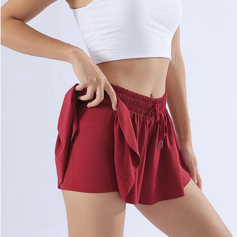 Women'S Pants Gym Sports Shorts Lining Loose Skirt Yoga Wear Fitness Running Training Trousers Summer Female Workout Clothing