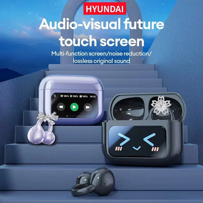 Choice  M100 ENC Ear Clip LED Digital Display Earphones Wireless Bluetooth Headphones Noise Cancelling Touch Control