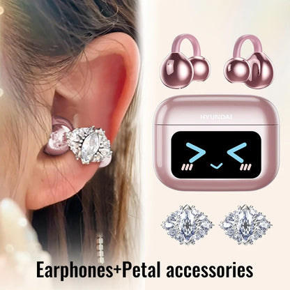 Choice  M100 ENC Ear Clip LED Digital Display Earphones Wireless Bluetooth Headphones Noise Cancelling Touch Control