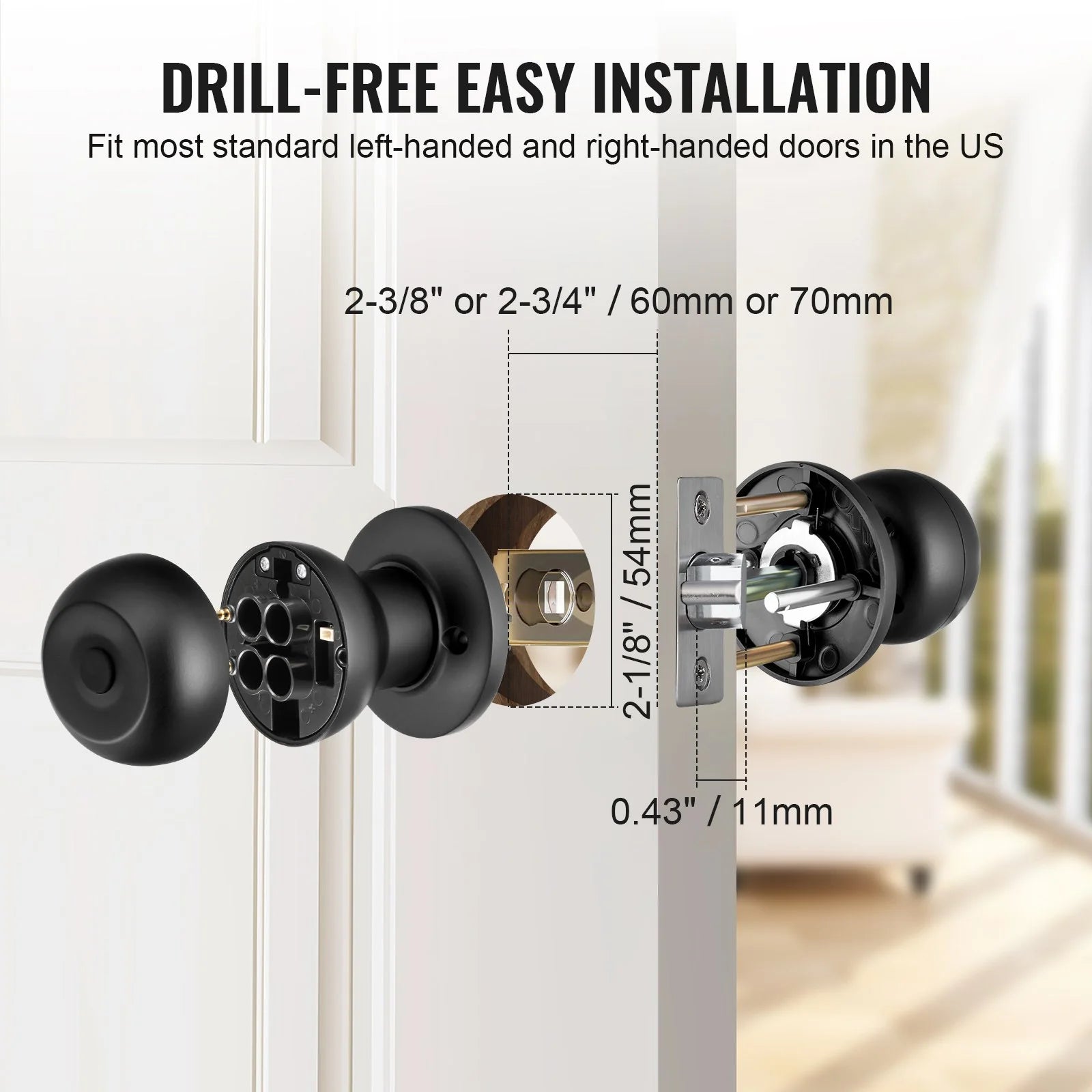 VEVOR Smart Door Knob, Biometric Door Lock Bluetooth Smart Lock, Fingerprint Smart Lock with APP Control - Black
