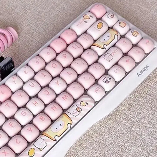 140 Keys MOG Keycaps Cute Bear Key Cap PBT Keycap Diy Creative for 61/87/104/108 Mechanical Keyboard Customized Keycaps for Girl